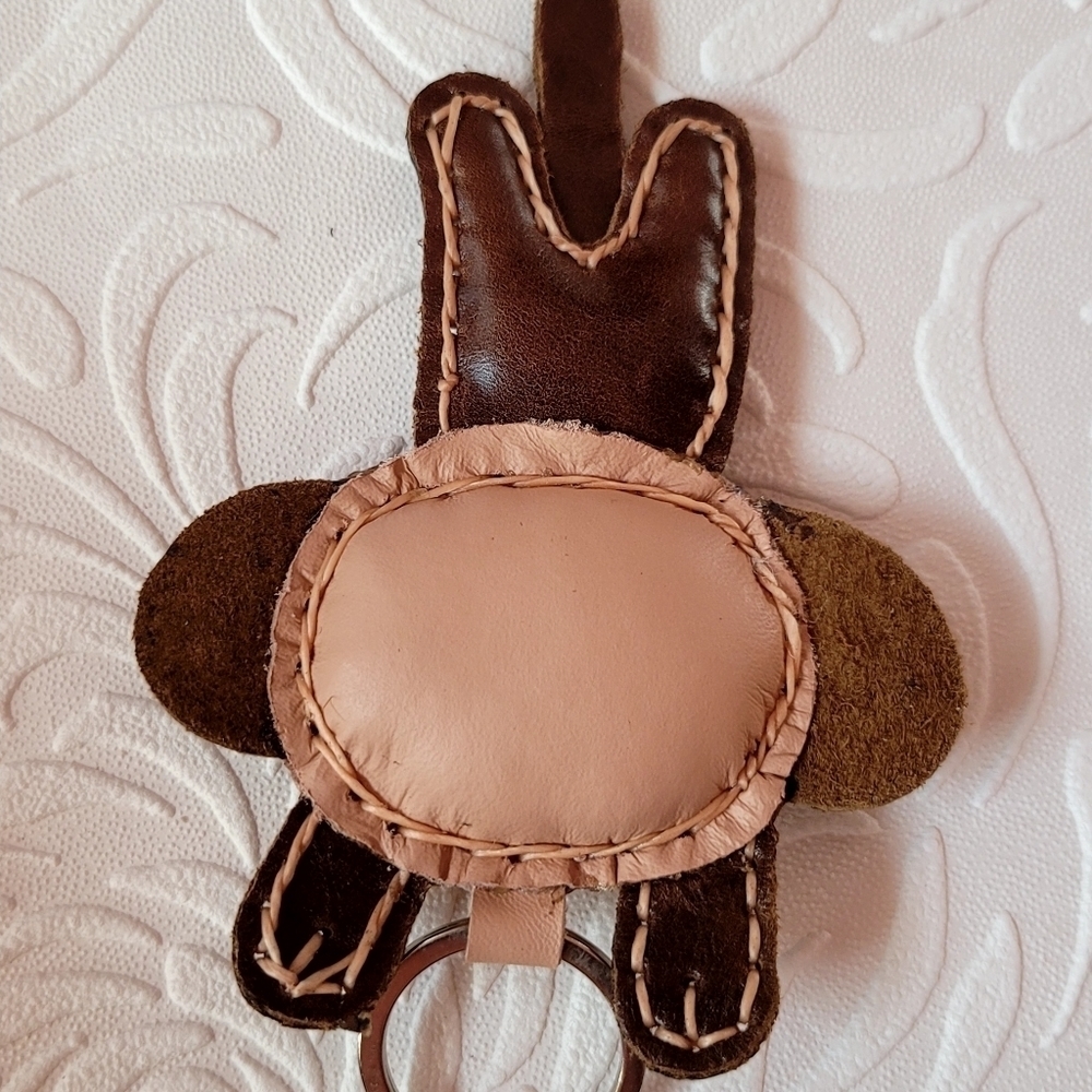 Leather Key Holder Monkey Chocolate - Picture 4 of 5